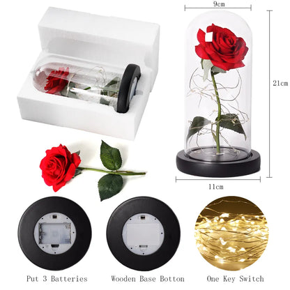 Galaxy Rose Forever Flower In LED Glass Dome