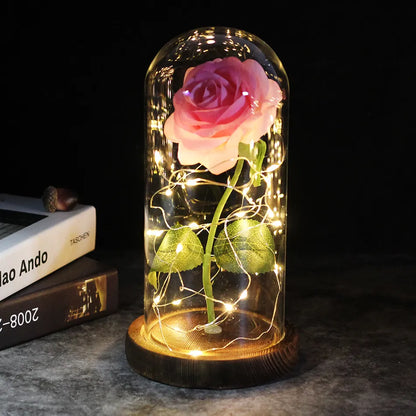 Galaxy Rose Forever Flower In LED Glass Dome