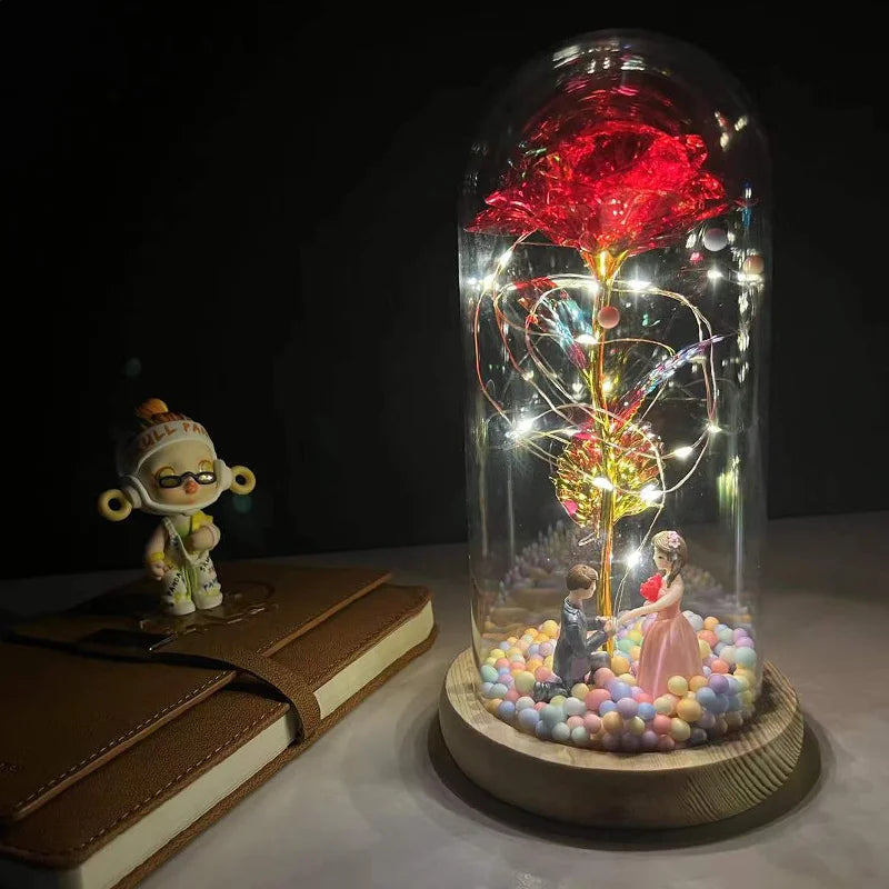 Galaxy Rose Forever Flower In LED Glass Dome