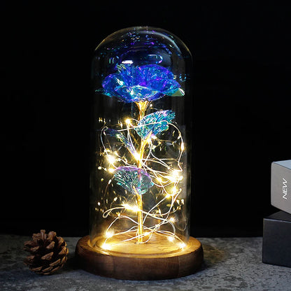 Galaxy Rose Forever Flower In LED Glass Dome