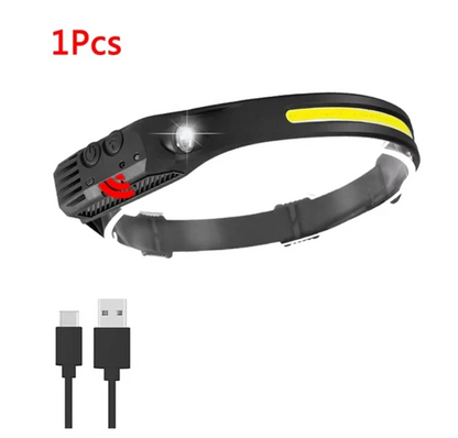 Rechargeable LED Head Lamp With Motion Sensor Flashlight