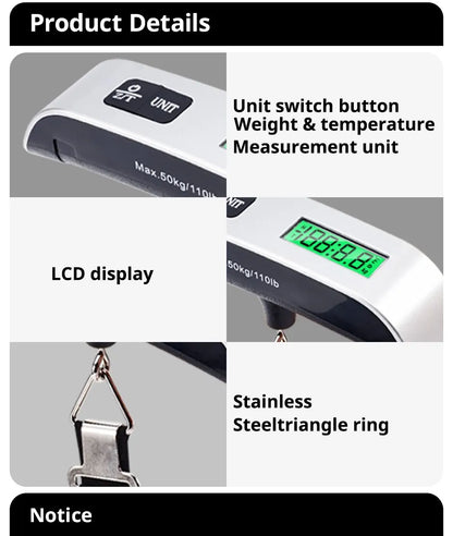 Portable Digital Luggage Weighing Scale with LCD Display