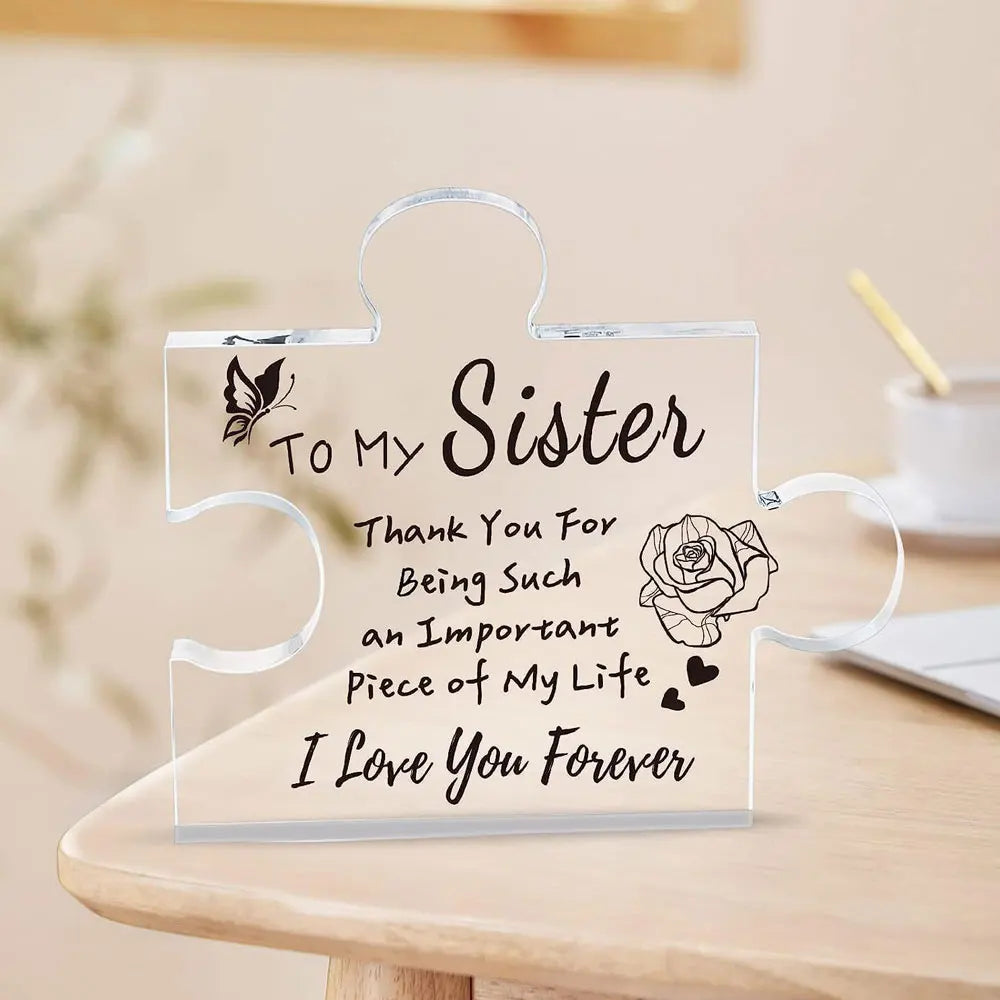 🔥 Engraved Puzzle Acrylic Plaque for Sister/Mom/Mum/Wife/Daughter/Bestie/Grandma/Dad